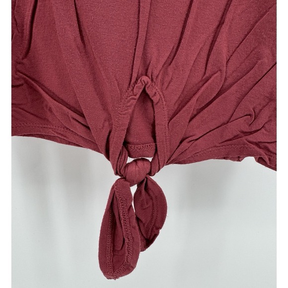 Clyde and Baxter Women's Short Sleeve Blouse Tie Front Maroon Red Size XL - Picture 4 of 10